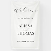 Minimalistisch zwart en wit modern huwelijk spandoek (Verticaal)