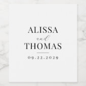 Minimalistisch zwart en wit modern huwelijk wijn etiket (Enkel label)