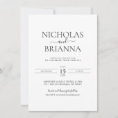 Minimalistisch zwart en wit modern Klassiek huweli Kaart (Voorkant)