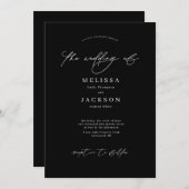 Minimalistisch Zwart en Wit Wedden met scripts Kaart (Voorkant / Achterkant)