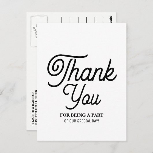 Minimalistisch - zwart en wit - Weddenschap Hartel Briefkaart (Voorkant / Achterkant)