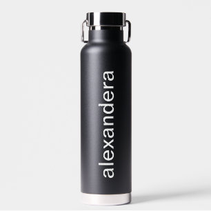 Minimalistisch zwart gepersonaliseerd waterfles