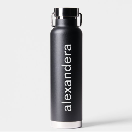 Minimalistisch zwart gepersonaliseerd waterfles (Voorkant)