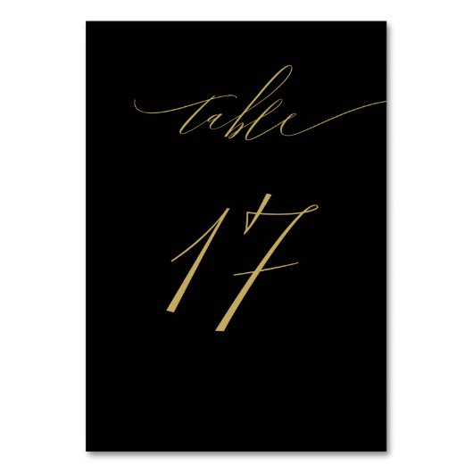 Minimalistisch zwart Gold legant script 17 Wedding Kaart (Voorkant)