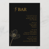 Minimalistisch Zwart & Goud Bruiloft Drinken Bar M Menu (Voorkant)