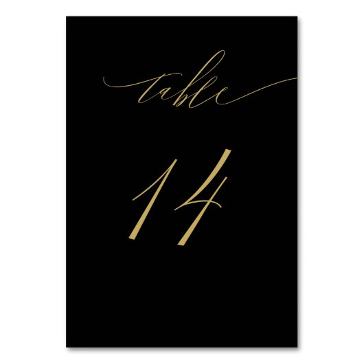 Minimalistisch zwart goud Elegant Script 14 bruilo Kaart (Voorkant)