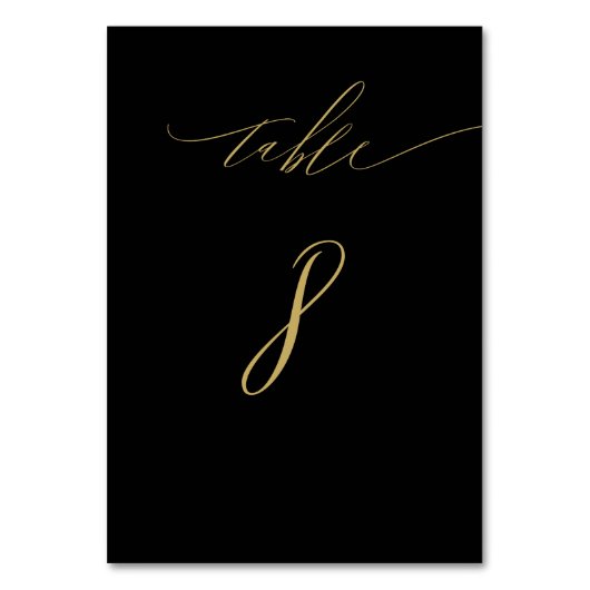 Minimalistisch Zwart Goud Elegant Script No 8 Brui Kaart (Voorkant)