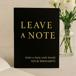Minimalistisch Zwart & Goud Gastboek Trouwbord Folie Feestdagenkaart