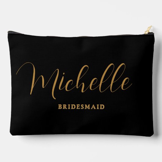 Minimalistisch zwart goud gepersonaliseerd bruidsm etui (Achterkant)