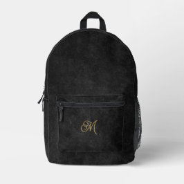 Minimalistisch Zwart & Goud  Luxe Monogram Bedrukte Rugzak