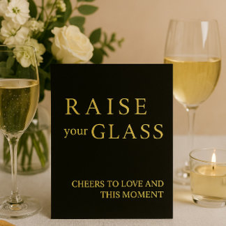 Minimalistisch Zwart & Goud Wedding Bar Teken Folie Feestdagenkaart