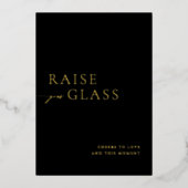 Minimalistisch Zwart & Goud Wedding Bar Teken Folie Uitnodiging (Voorkant)