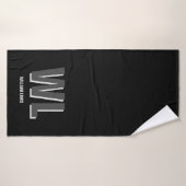 Minimalistisch zwart-grijs gepersonaliseerd monogr badhanddoek (Badhanddoek)