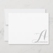 Minimalistisch zwart grijs Initiaal monogram scrip Notitiekaartje (Voorkant)