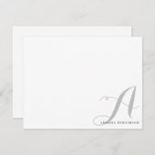 Minimalistisch zwart grijs Initiaal monogram scrip Notitiekaartje (Voorkant / Achterkant)
