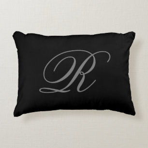 Minimalistisch zwart grijs vlak toevoegen Monogram Accent Kussen