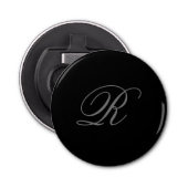 Minimalistisch zwart grijs vlak toevoegen Monogram Button Flesopener (Voorkant)