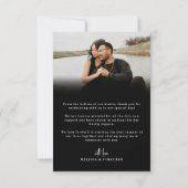 Minimalistisch zwart handschrift script foto bruil bedankkaart (Achterkant)