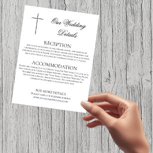 MINIMALISTISCH Zwart Kruis Huwelijksdetails Christ Informatiekaartje