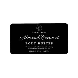 Minimalistisch zwart lichaam scrub cosmetische pot etiket