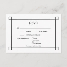Minimalistisch Zwart Lijst Bruiloft RSVP Maaltijdo Kaartje