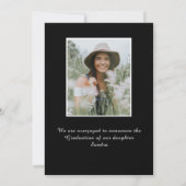 Minimalistisch zwart Lijst witscript Afstuderen en Aankondiging (Achterkant)