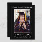 Minimalistisch zwart Lijst witscript Afstuderen en Aankondiging (Voorkant / Achterkant)