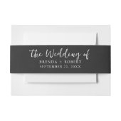 Minimalistisch zwart linnen textuur, wit script uitnodigingen wikkel (Voorkant Voorbeeld)