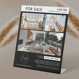 Minimalistisch zwart Logo foto's onroerend goed te Reclamebord Met Voetstuk