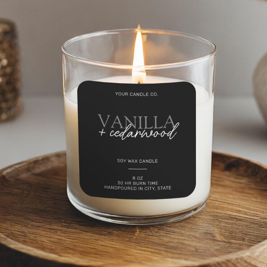 Minimalistisch Zwart Modern Candle Label