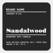 Minimalistisch zwart modern kaarsproduct label (Voorkant)