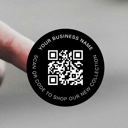 Minimalistisch Zwart Modern Scannable Business QR Ronde Sticker
