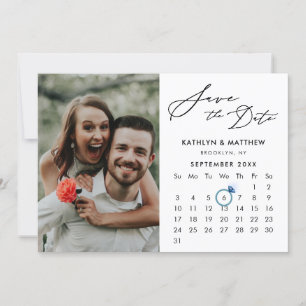 Minimalistisch Zwart Modern Script Fotokalender Save The Date