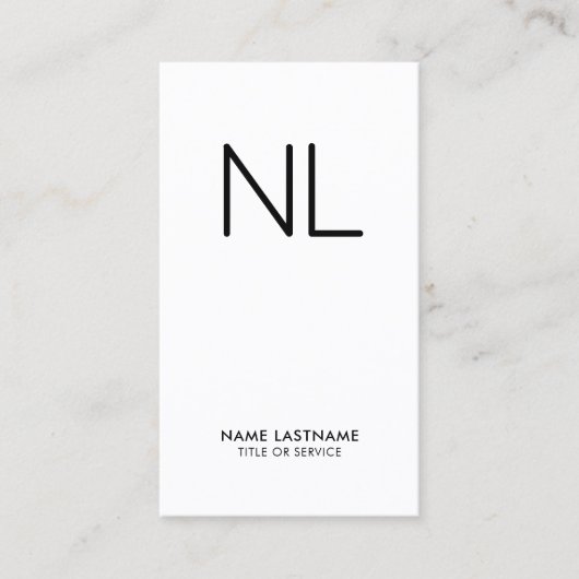 Minimalistisch zwart monogram - verticaal visitekaartje (Voorkant)