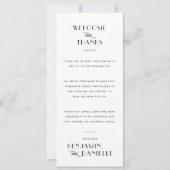 Minimalistisch zwart op wit welkom bruiloft plaats kaart (Voorkant)