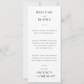 Minimalistisch zwart op wit welkom bruiloft plaats kaart (Voorkant)