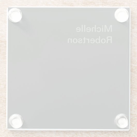 Minimalistisch zwart plat, eigen naam toevoegen glazen onderzetter (Achterkant)