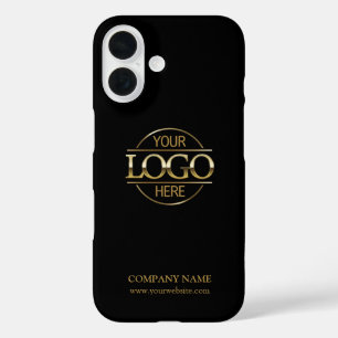 Minimalistisch zwart promotioneel bedrijfslogo iPhone 16 hoesje