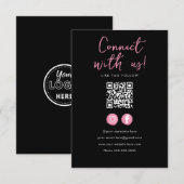 Minimalistisch zwart roze QR code verbind met ons Kaart (Voorkant / Achterkant)