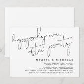 Minimalistisch zwart schrift, trouwfeest kaart (Voorkant / Achterkant)