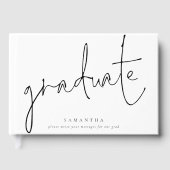 Minimalistisch zwart script Afstuderen wit Afstude Gastenboek (Voorkant)