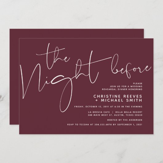 Minimalistisch zwart-Script bruiloft repetitief av Kaart (Voorkant / Achterkant)