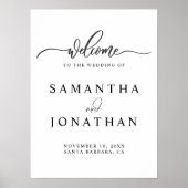 Minimalistisch zwart script bruiloft welkom Poster (Voorkant)