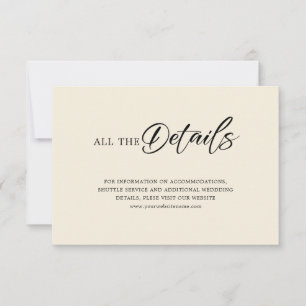 Minimalistisch zwart script op beige bruiloft deta kaart