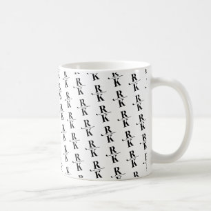 Minimalistisch zwart-wit 2-letterig monogrampatroo koffiemok