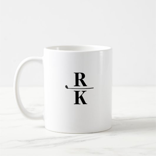 Minimalistisch zwart-wit 2-letters monogram koffiemok (Links)