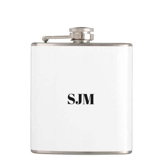 Minimalistisch zwart-wit Aangepast monogram initia Heupfles (Voorkant)