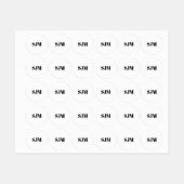 Minimalistisch zwart-wit Aangepast monogram initia Labels (Vel)