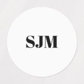 Minimalistisch zwart-wit Aangepast monogram initia Labels (Design 2)