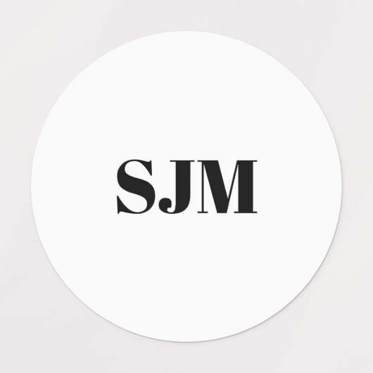 Minimalistisch zwart-wit Aangepast monogram initia Labels (Design 1)